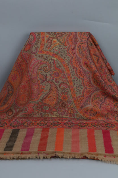 Premium Quality Pink Multi Color Woven Authentic Pashmina Cashmere Shawl by Rennuce