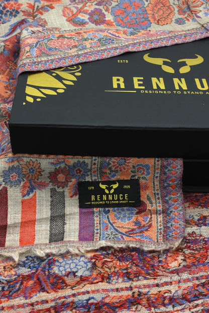 Premium Quality Pink Multi Color Woven Pashmina Cashmere Shawl by Rennuce