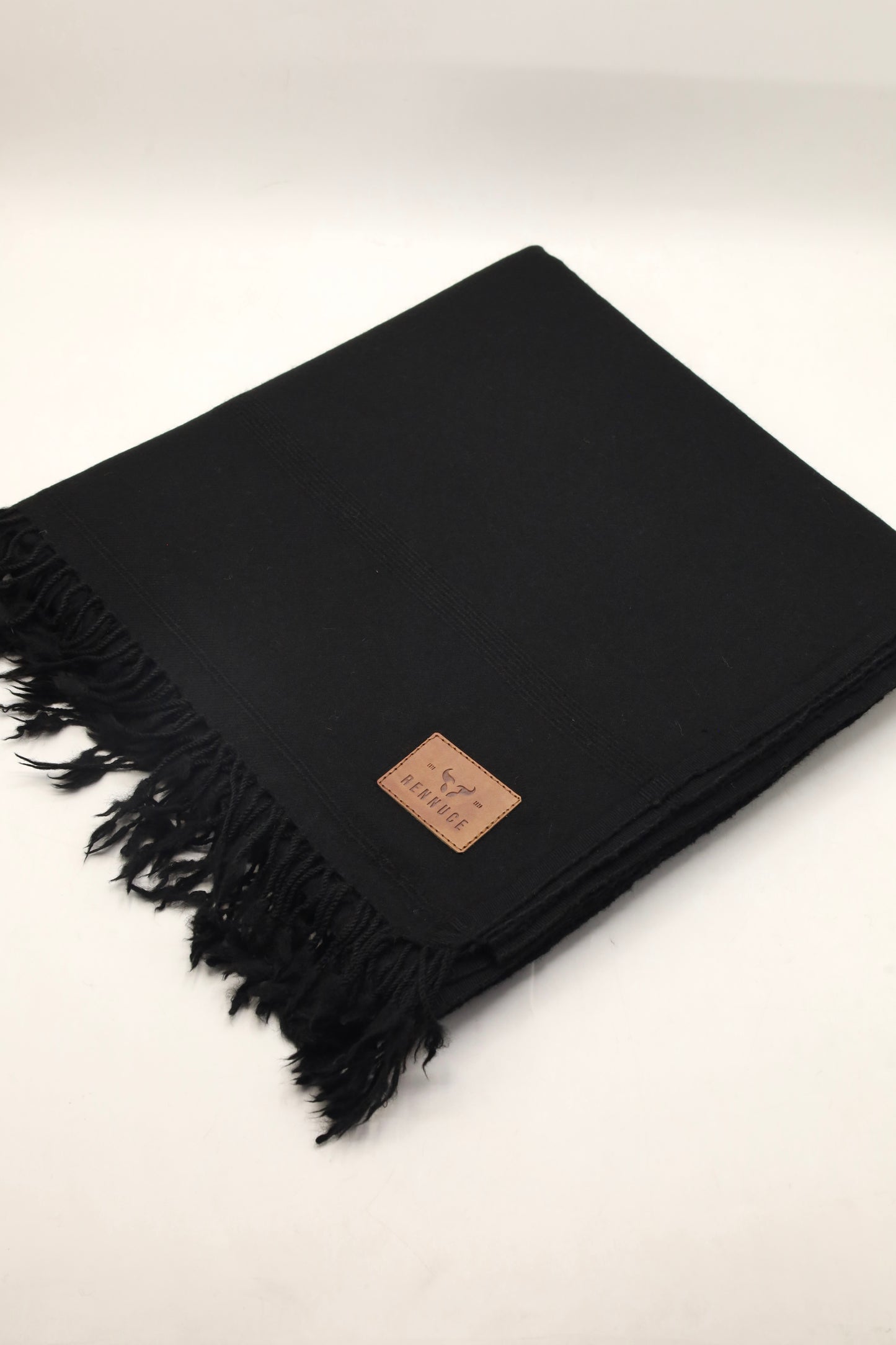 Premium Quality Plain Double Fiber Black Pure Woolen by Rennuce