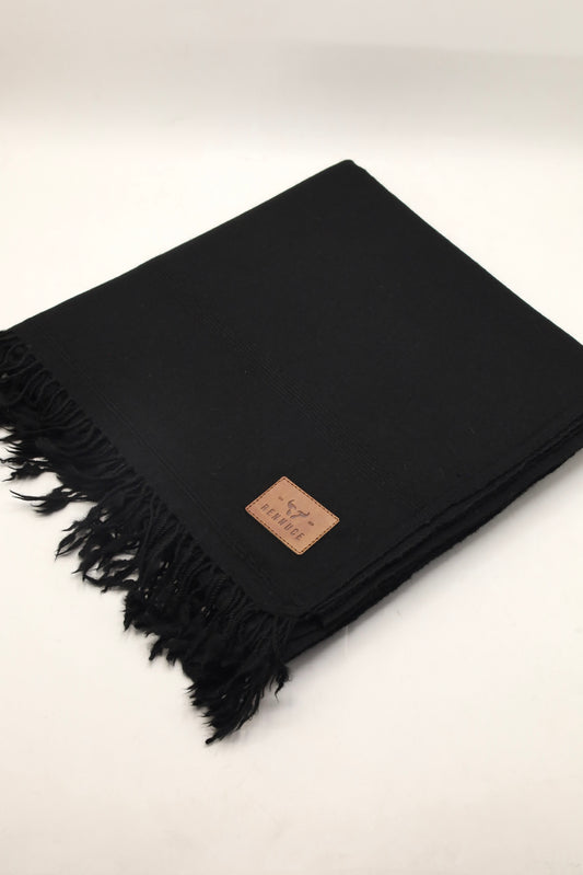 Premium Quality Plain Double Fiber Black Pure Woolen by Rennuce