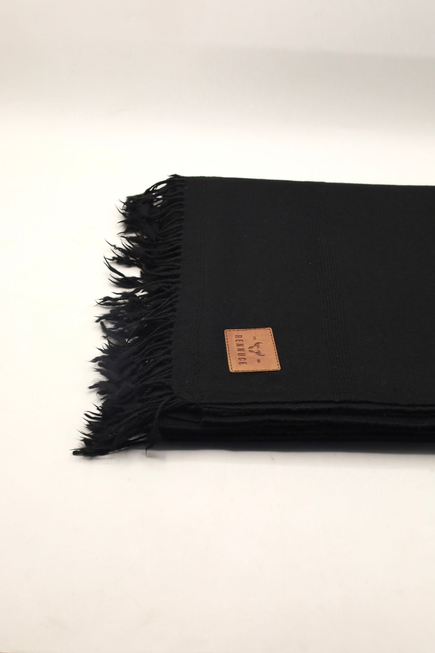 Premium Quality Plain Double Fiber Black Pure Woolen by Rennuce