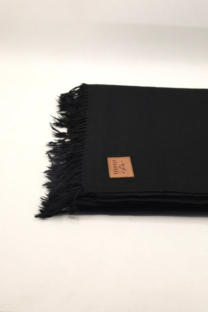 Premium Quality Plain Double Fiber Black Pure Woolen by Rennuce