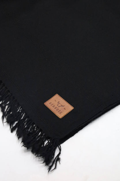 Premium Quality Plain Double Fiber Black Pure Woolen by Rennuce