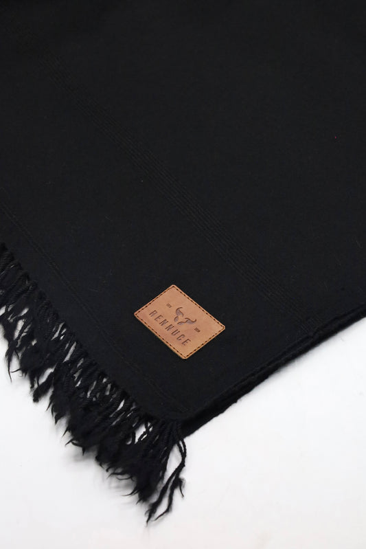 Premium Quality Plain Double Fiber Black Pure Woolen by Rennuce