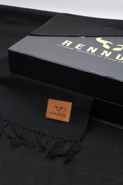 Premium Quality Plain Double Fiber Black Pure Woolen by Rennuce