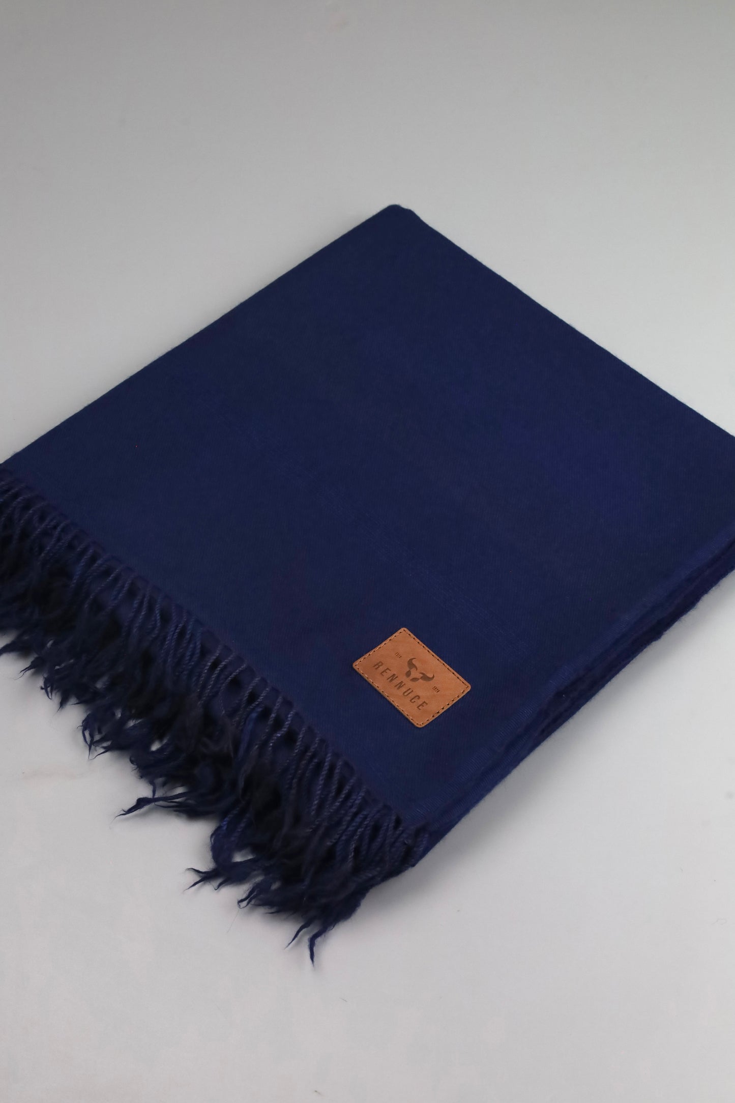 Premium Quality Plain Double Fiber Navy Blue Pure Woolen Shawl by Rennuce
