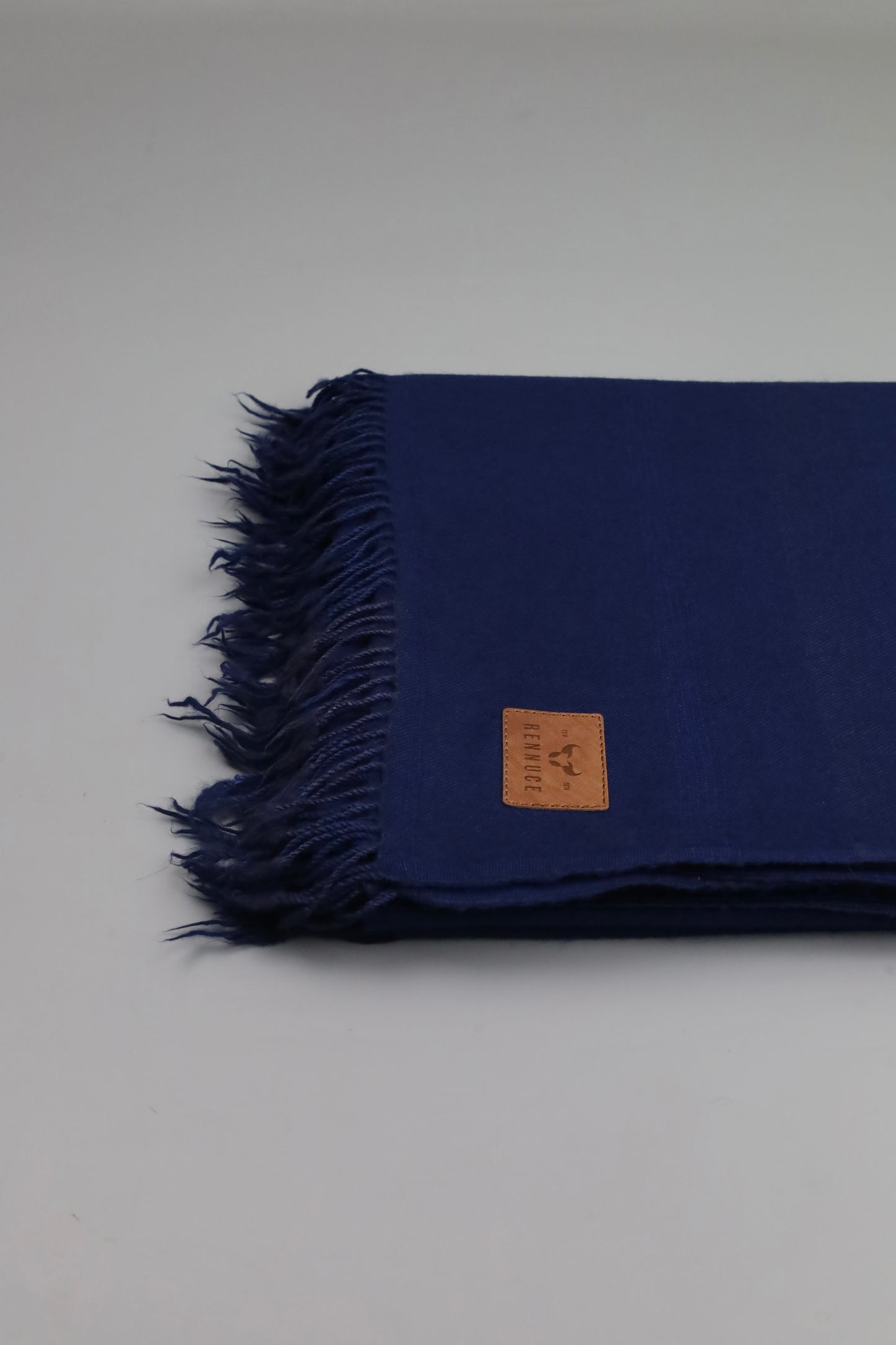 Premium Quality Plain Double Fiber Navy Blue Pure Woolen Shawl by Rennuce