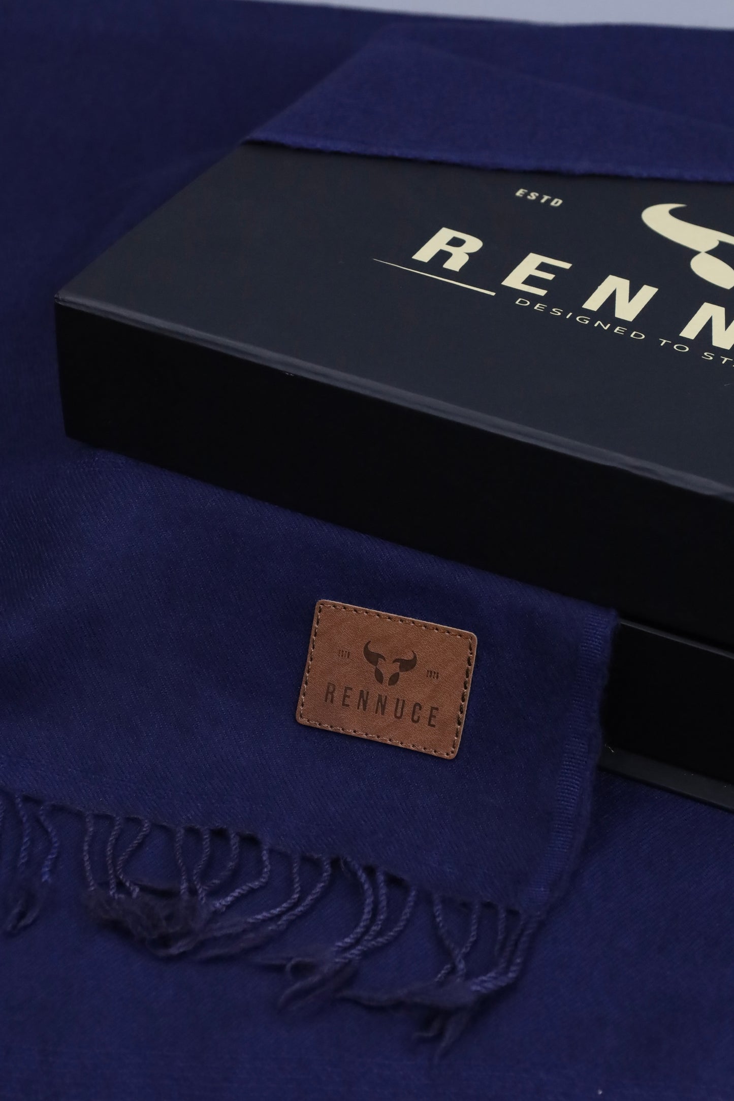 Premium Quality Plain Double Fiber Navy Blue Pure Woolen Shawl by Rennuce