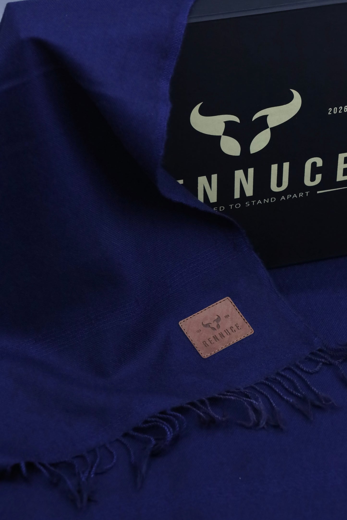 Premium Quality Plain Double Fiber Navy Blue Pure Woolen Shawl by Rennuce