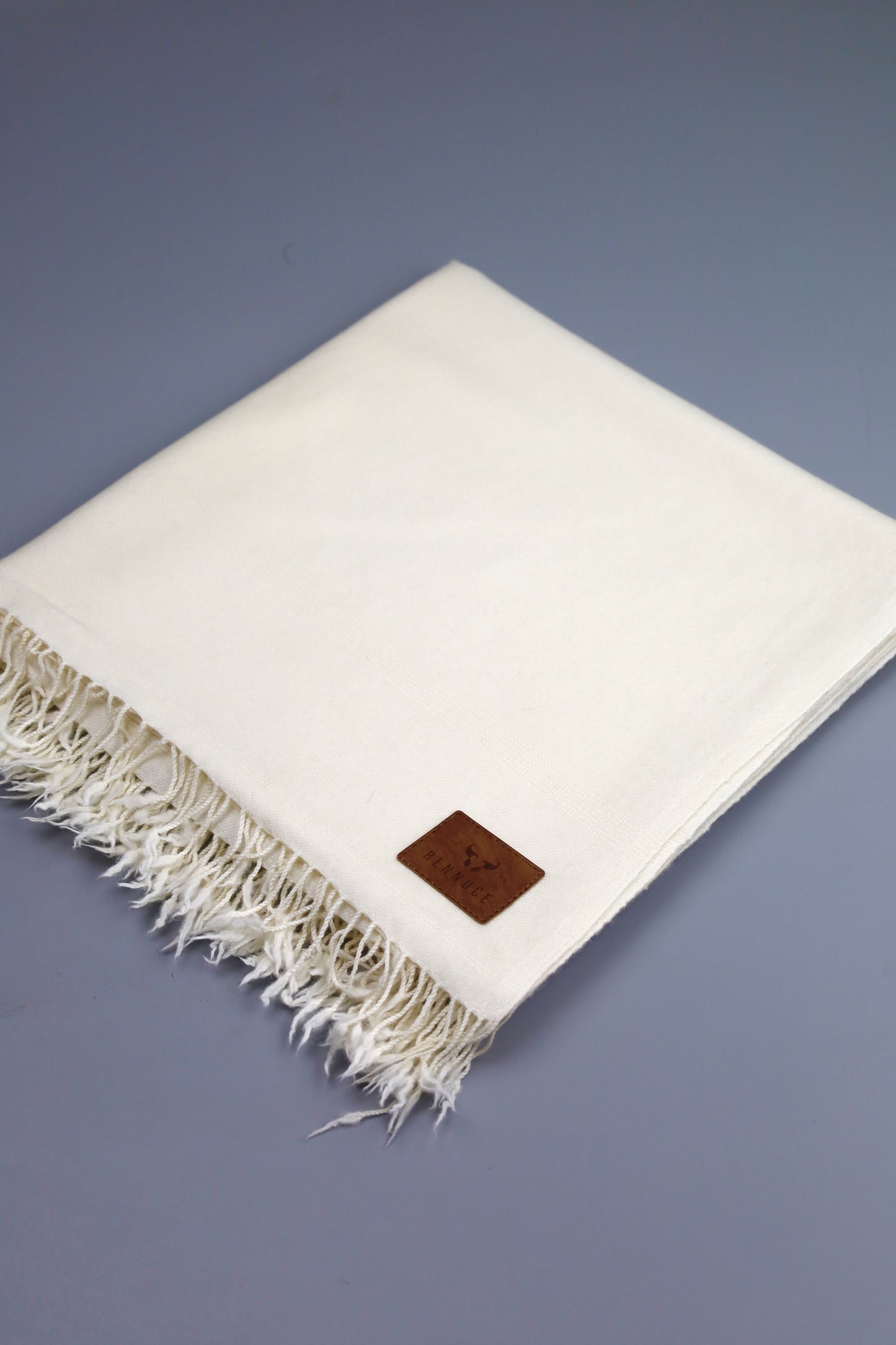 Premium Quality Plain Double Fiber Off-White Pure Woolen Shawl by Rennuce