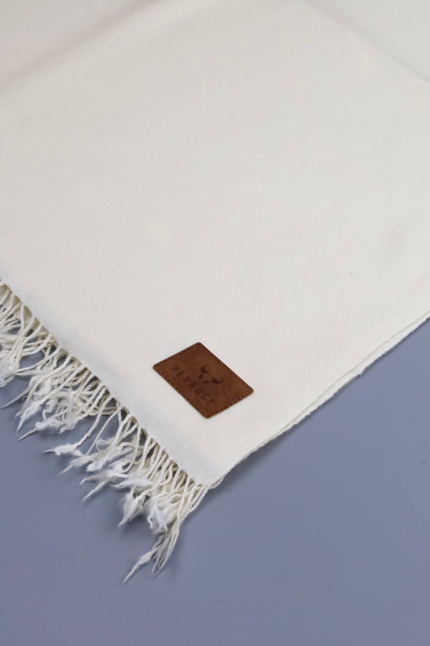 Premium Quality Plain Double Fiber Off-White Pure Woolen Shawl by Rennuce