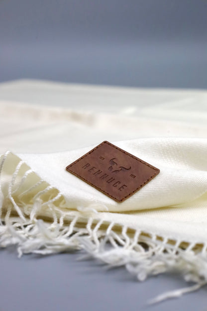 Premium Quality Plain Double Fiber Off-White Pure Woolen Shawl by Rennuce