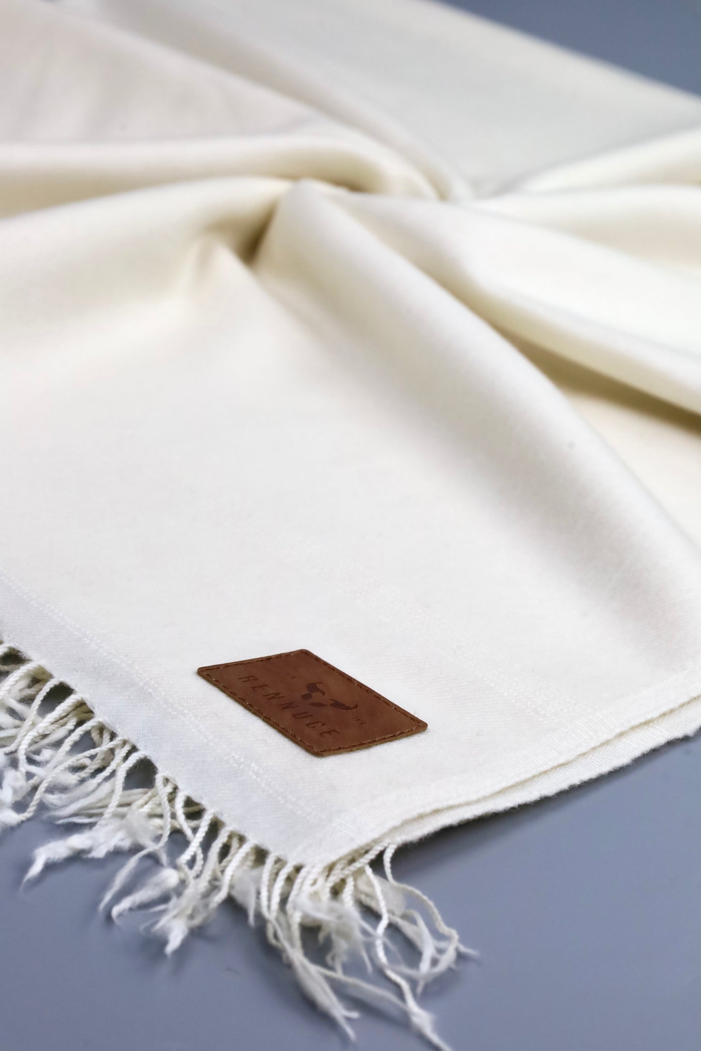 Premium Quality Plain Double Fiber Off-White Pure Woolen Shawl by Rennuce
