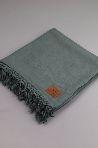 Premium Quality Plain Single Fiber Grey Pure Woolen Shawl by Rennuce