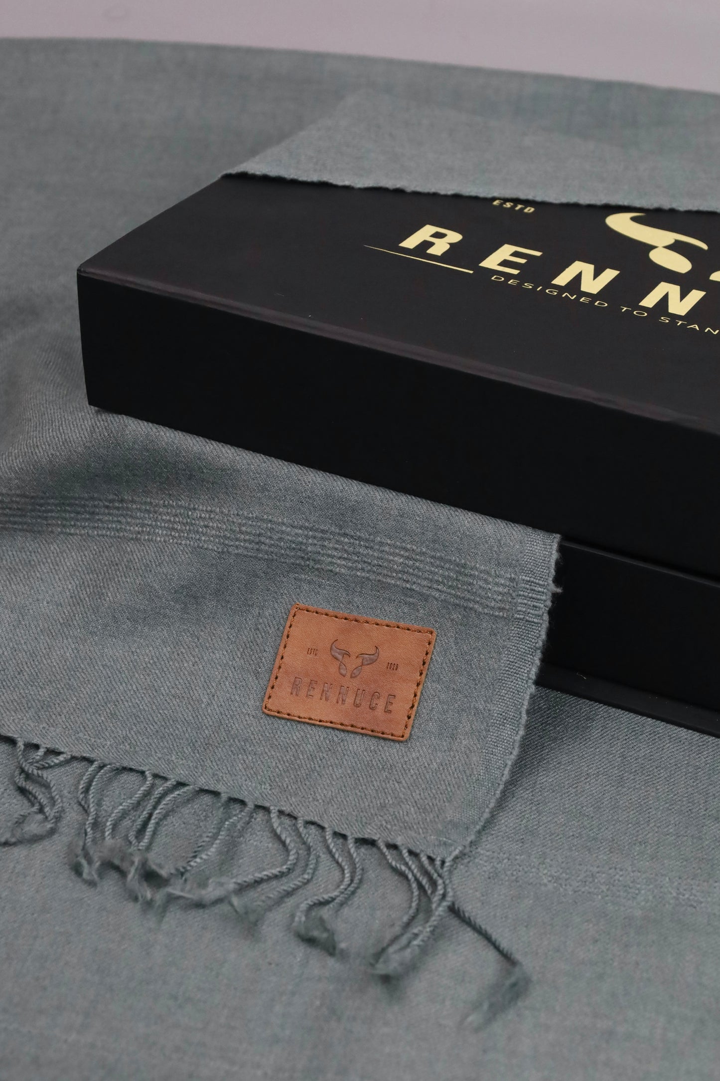 Premium Quality Plain Single Fiber Grey Pure Woolen Shawl by Rennuce