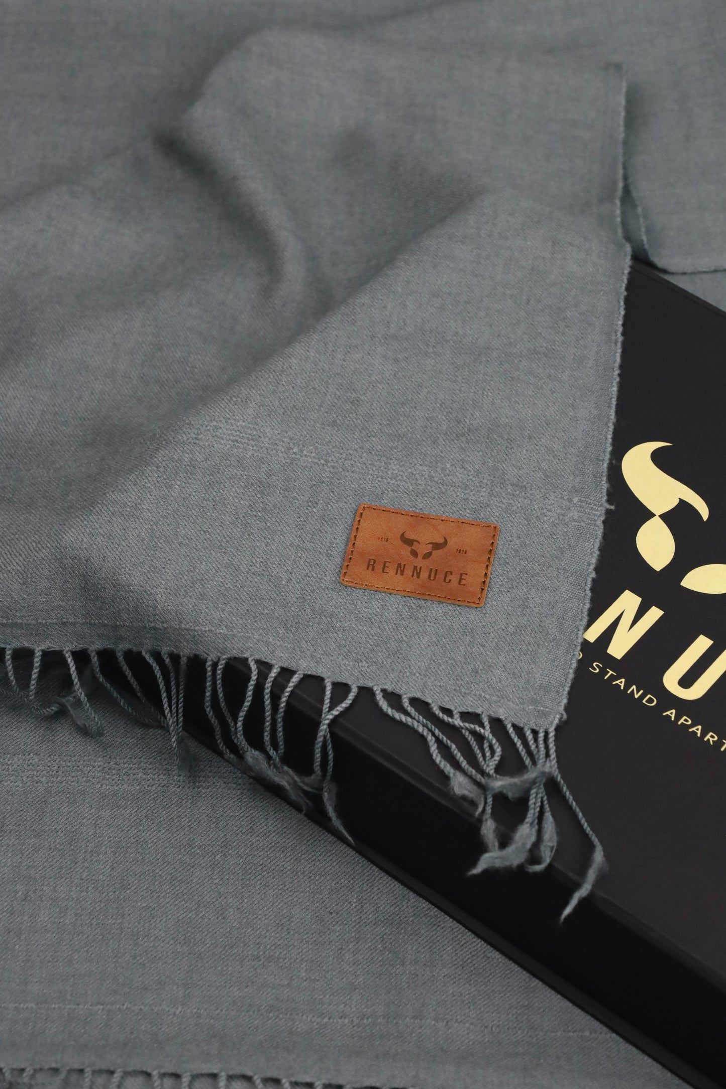 Premium Quality Plain Single Fiber Grey Pure Woolen Shawl by Rennuce