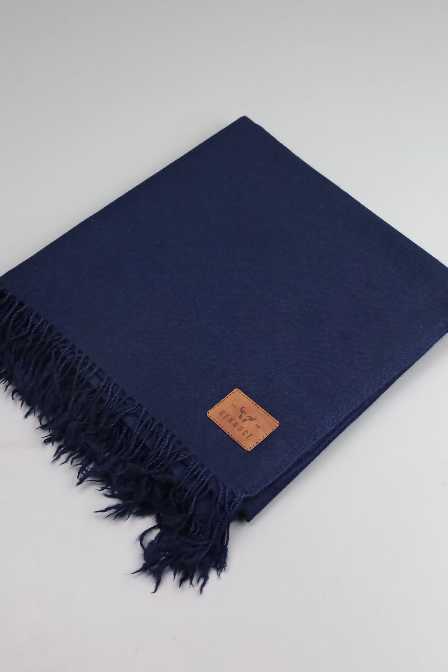 Premium Quality Plain Single Fiber Navy Blue Pure Woolen Shawl by Rennuce
