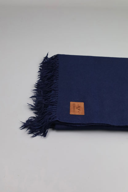 Premium Quality Plain Single Fiber Navy Blue Pure Woolen Shawl by Rennuce