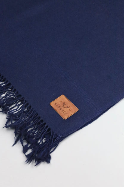 Premium Quality Plain Single Fiber Navy Blue Pure Woolen Shawl by Rennuce
