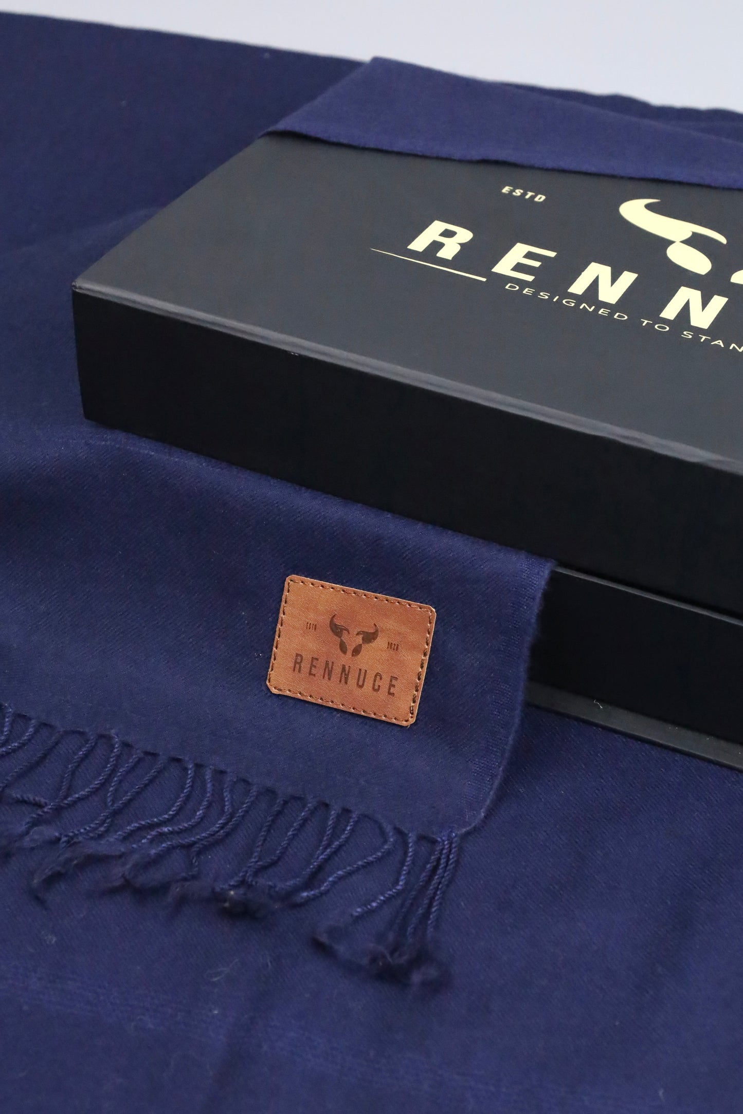 Premium Quality Plain Single Fiber Navy Blue Pure Woolen Shawl by Rennuce