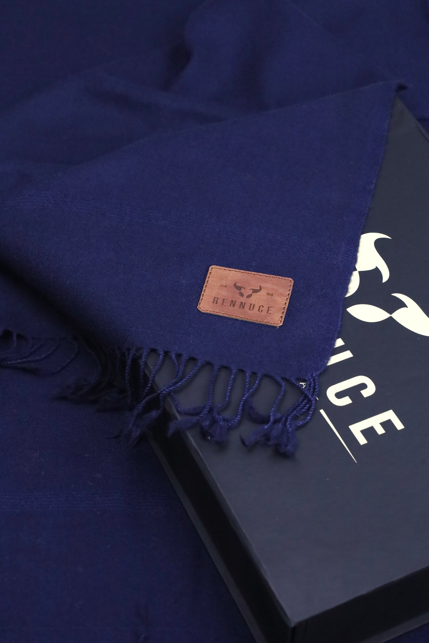 Premium Quality Plain Single Fiber Navy Blue Pure Woolen Shawl by Rennuce