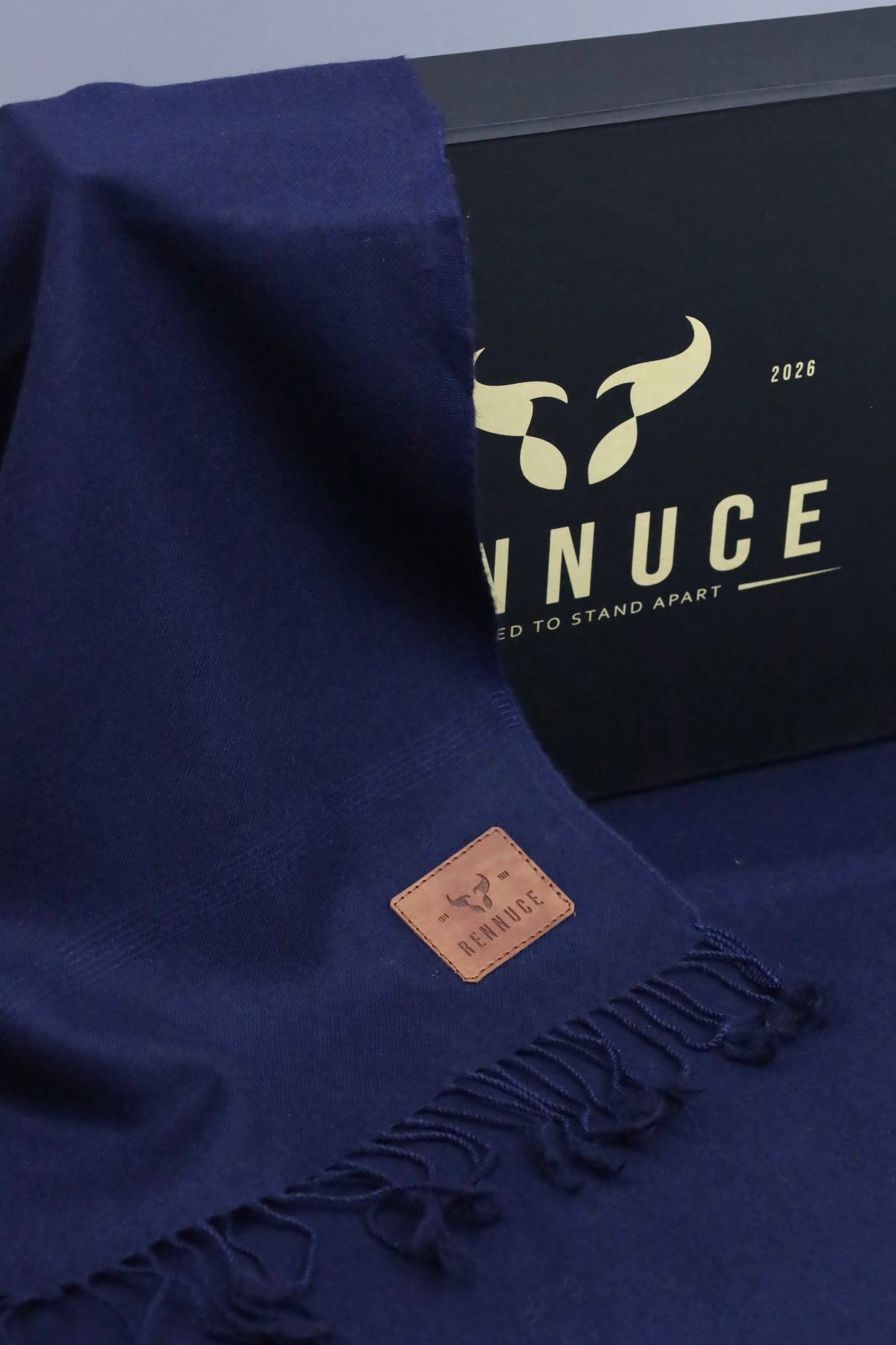 Premium Quality Plain Single Fiber Navy Blue Pure Woolen Shawl by Rennuce