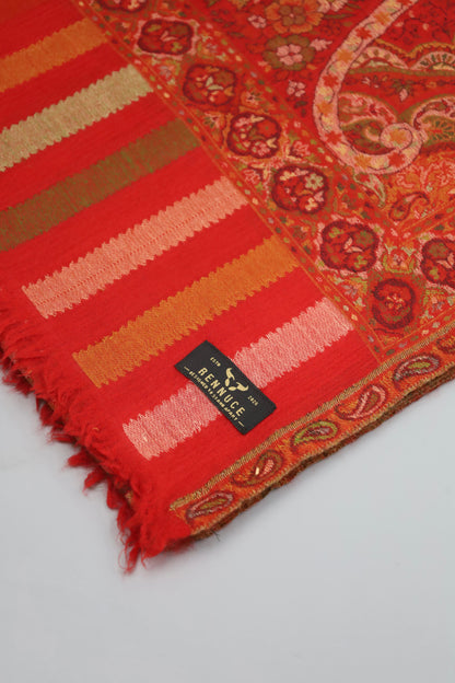 Premium Quality Red Multi Color Woven Authentic Pashmina Cashmere Shawl by Rennuce