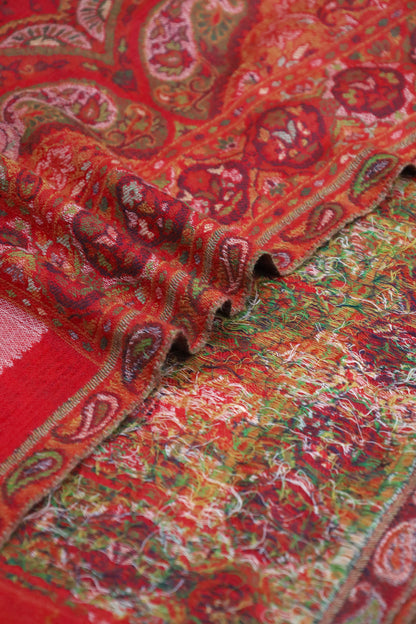 Premium Quality Red Multi Color Woven Authentic Pashmina Cashmere Shawl by Rennuce