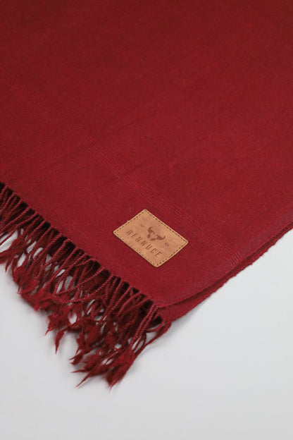 Premium Quality Single Fiber Plain Meroon Pure Woolen Shawl by Rennuce