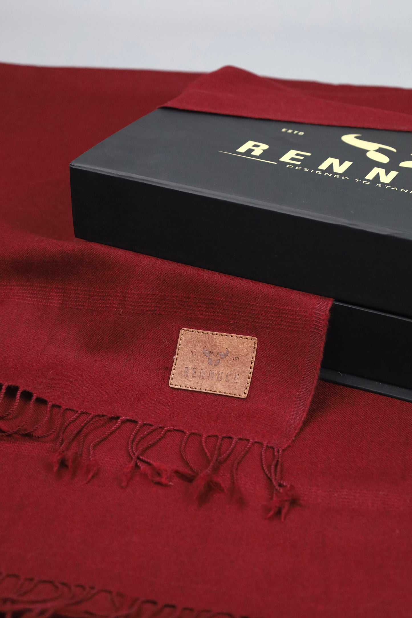 Premium Quality Single Fiber Plain Meroon Pure Woolen Shawl by Rennuce