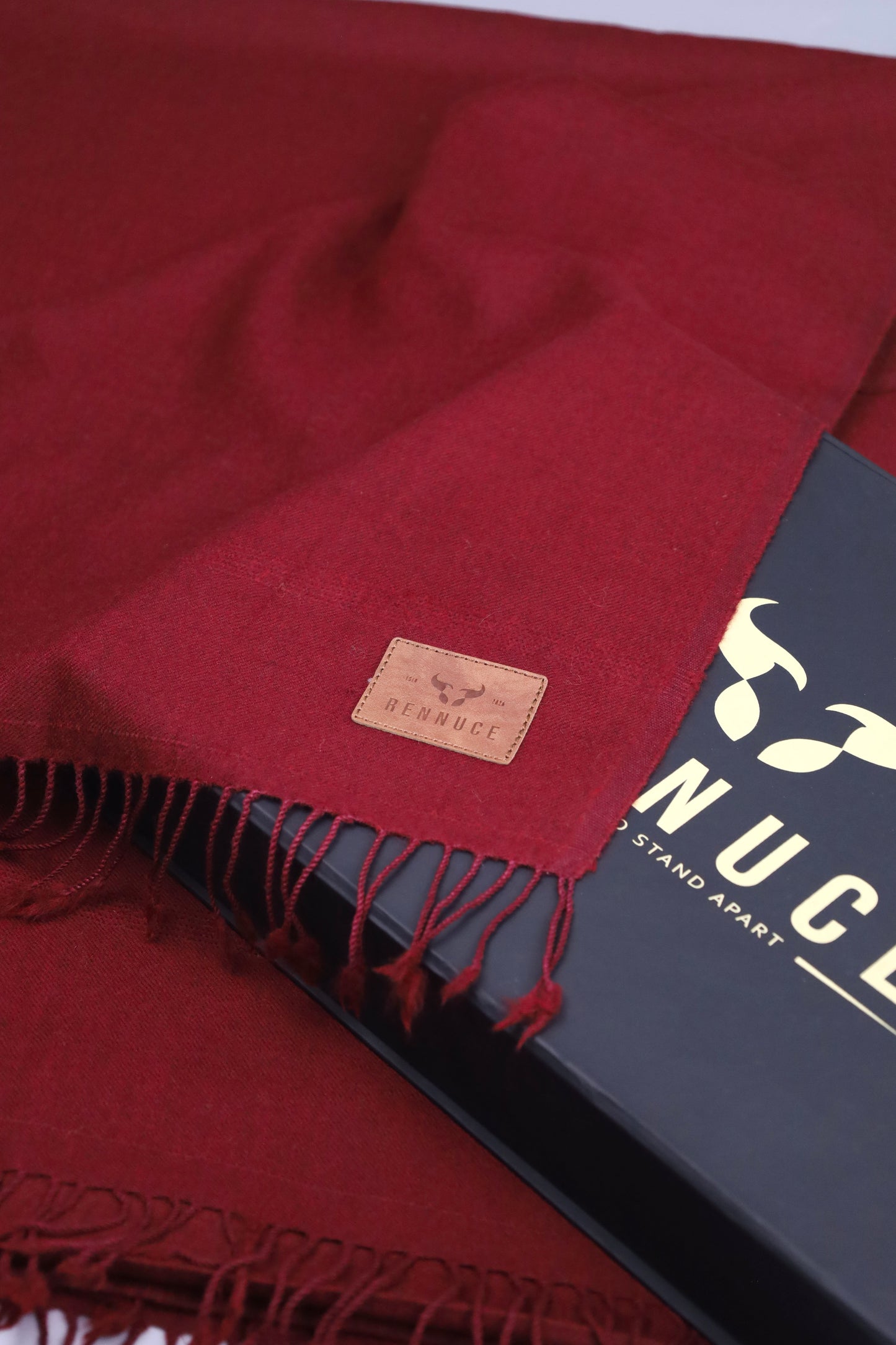 Premium Quality Single Fiber Plain Meroon Pure Woolen Shawl by Rennuce