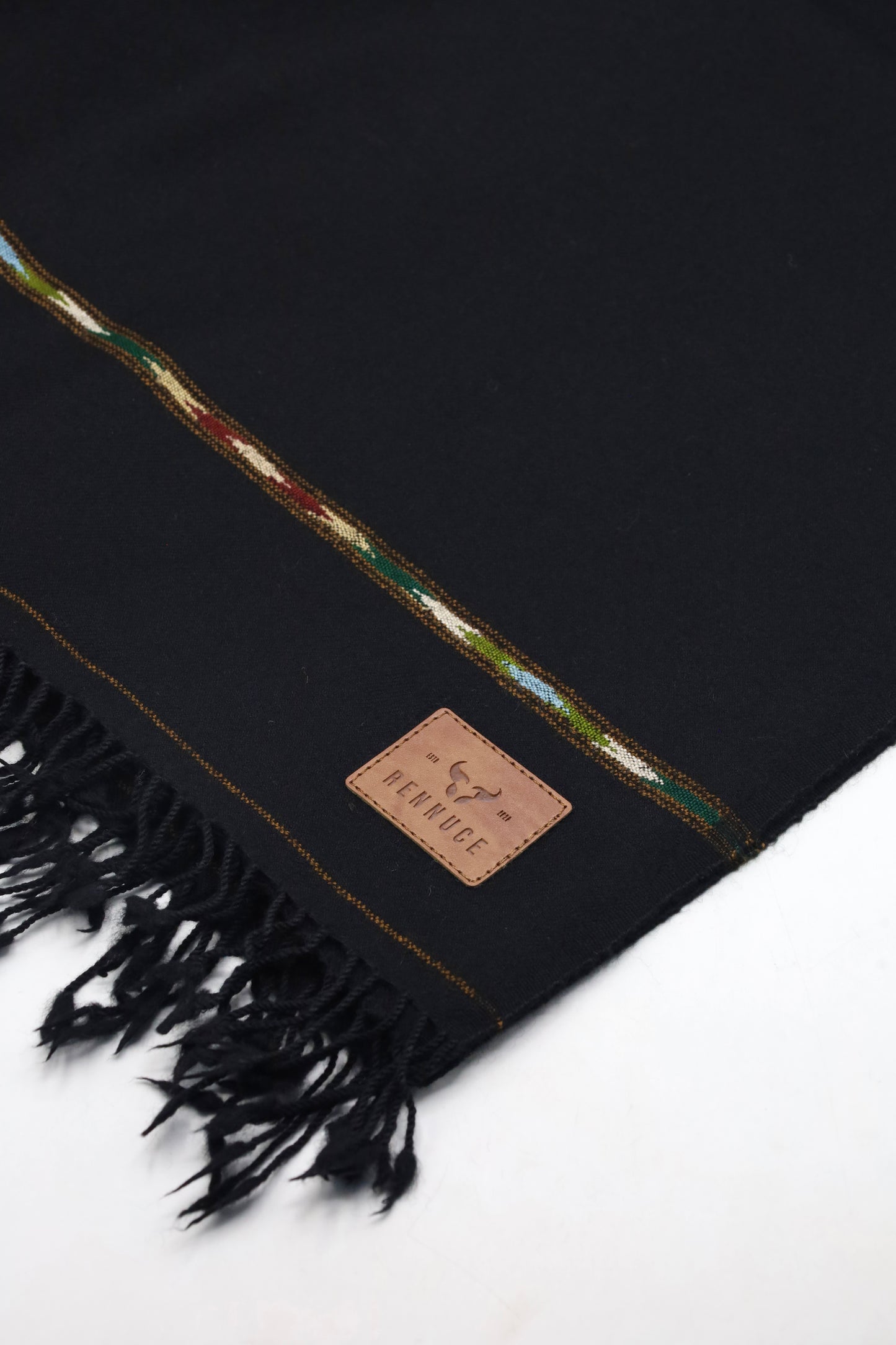 Premium Quality Striped Jet Black Pure Woolen Shawl by Rennuce