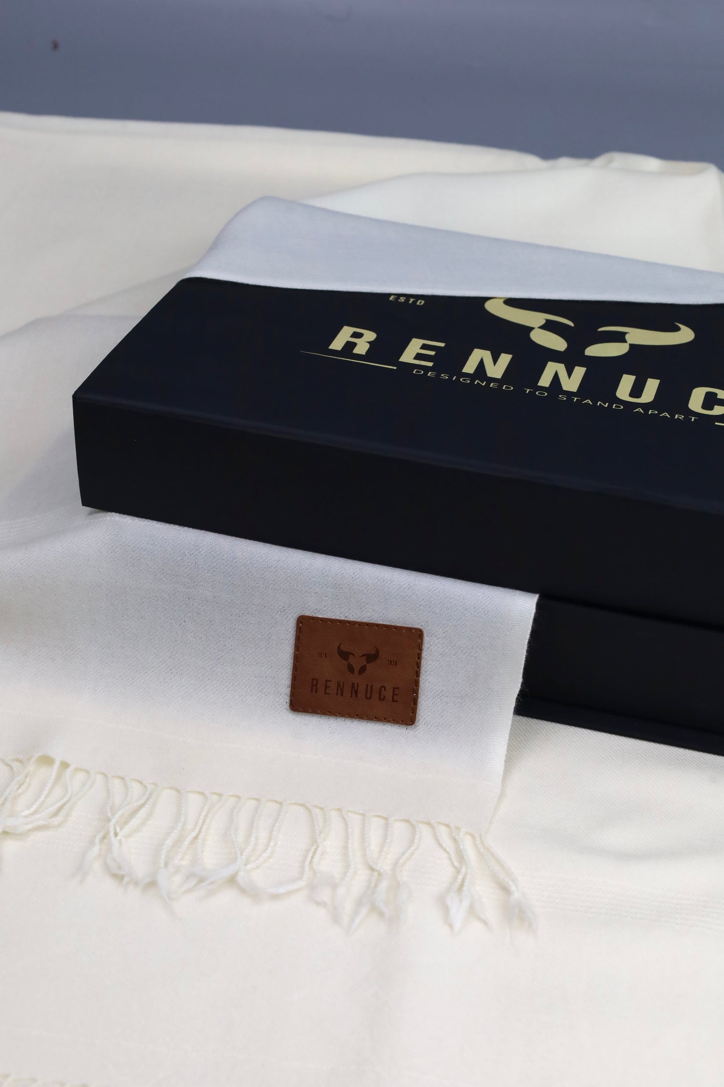 Supreme Quality Plain Off White Pure Woolen Shawl by Rennuce