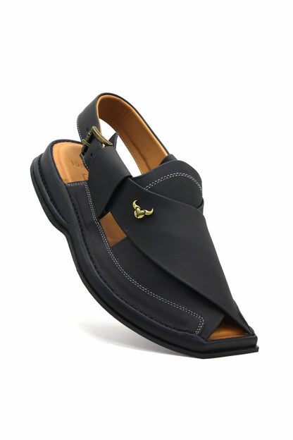 Luxury Zalmi Black Authentic Peshawari Chappal by Rennuce